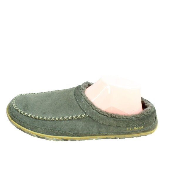 LL Bean Dark Gray Suede Fleece Lined Mountain Slipper Scuffs Size 11 M - Picture 1 of 9